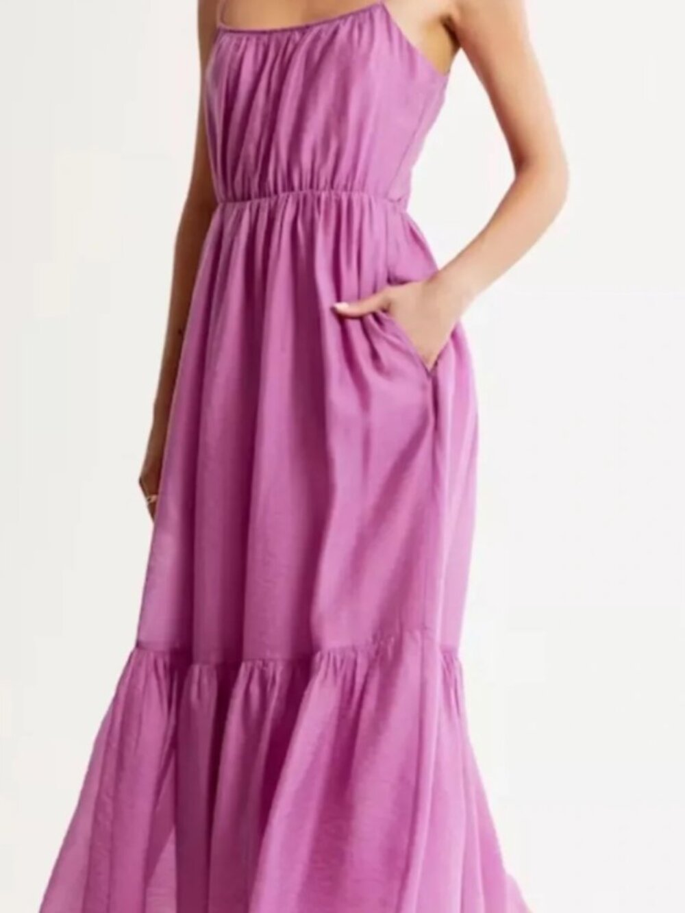 Abercrombie & Fitch Lilac Tiered Maxi Dress Low Back